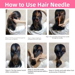Step-by-step tutorial showing how to use the orange plastic hair styling loop tool