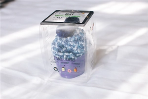 Gift-wrapped blue coral fleece cake socks in a transparent PVC box with creative packaging