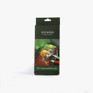 JOYWISH 24-piece colored pencils set in black box featuring a vibrant parrot illustration