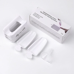 Dual-layer dipping powder recycling box set with funnel and scoops for nail art tools