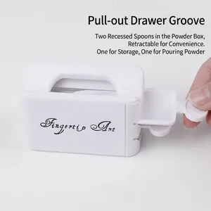 White nail dipping powder tray with dual-layer drawer for manicure recycling and storage