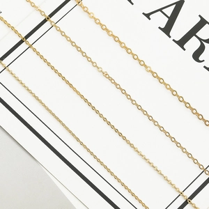 Flat O-shaped 18K gold plated copper chains in four sizes for DIY jewelry making
