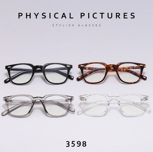Detailed display of square anti-blue light glasses frames in four stylish colors