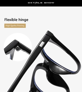 Macro shot of flexible hinge and high quality painting on black eyewear frames