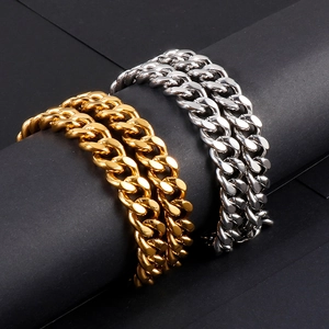 Massive goldene und silberne Panzerarmbänder aus poliertem Edelstahl für Herren