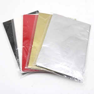 Multi-color A5 decorative tissue paper showing metallic and glitter textures in flat lay