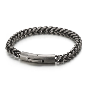 Men Retro Vintage Stainless Steel Bracelet Punk Hip Hop Distressed Wheat Curb Link Chain Cylindrical Clasp