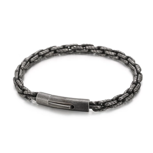 Vintage dunkelgraues Edelstahl Doppelkettenarmband mit mechanischem Verschluss