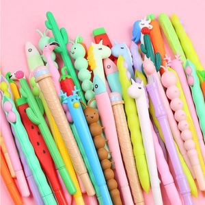 Creative Cartoon Shape Gel Pens Black Ink Silicone Plastic Cute Novelty Writing Pens School Office Stationery Student Gift