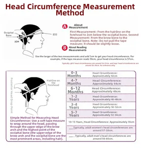 Size guide table for knitted beanie showing head circumference from infants to adults