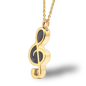 Stainless Steel Musical Note Treble Clef Cremation Urn Pendant Necklace Ash Holder Perfume Bottle Memorial Jewelry For Women