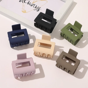 Set of six matte square hair claw clips in assorted Morandi colors with non-slip design