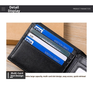 Detail view of leather wallet interior showing multiple card slots and storage capacity