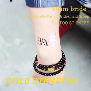 Waterproof gold metallic Team Bride tattoo with diamond design for wedding parties