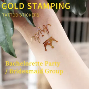 Metallic gold Team Bride waterproof temporary tattoo with crown for wedding parties