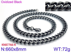Oxidized black stainless steel NK chain necklace in 660x8mm size for men