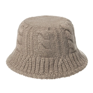 Gebreide vissershoed voor dames in lichtbruin met kabelpatroon en ribgebreid voor herfst