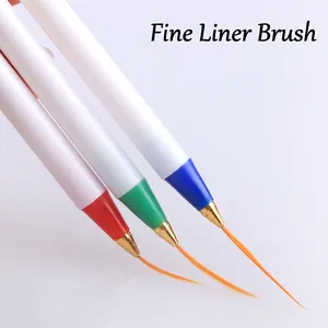 3-teiliges Nagelkunst-Liner-Pinsel-Set mit weißen Griffen und Farbmarkierungsspitzen