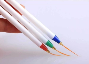 3er-Set Nagellack-Liner-Pinsel mit feinen orangefarbenen Borsten und Farbcodierung