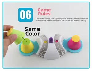 Detailed view of colorful balancing stack cups with round base for interactive logic games