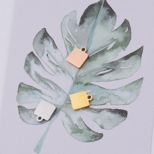 Mirror polished stainless steel square tags in rose gold, gold and silver for DIY jewelry