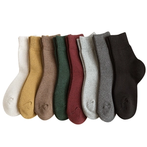 Set of 8 pairs thick winter thermal socks in assorted solid colors for women