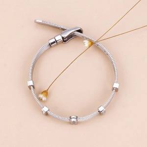 Silver mesh titanium steel infinity watch strap bracelet with adjustable buckle and B letter