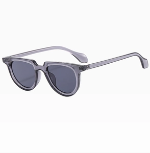 Detail of gray translucent sunglasses frame with smooth texture and tinted lenses