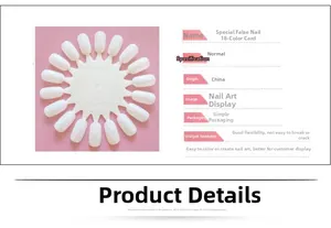 Detail of 18-color round nail display card made of flexible white plastic for nail art tips