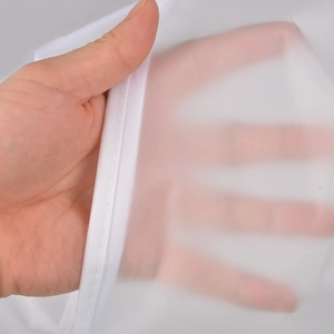 Washable PEVA semi-transparent dust cover for clothes with fine mesh texture and breathable fabric