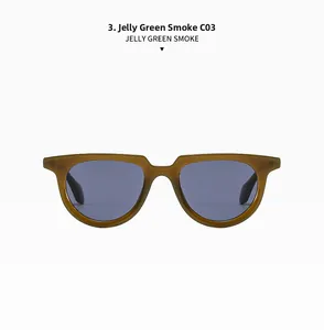 Modern jelly green sunglasses with grey lenses and small frame design, model C03