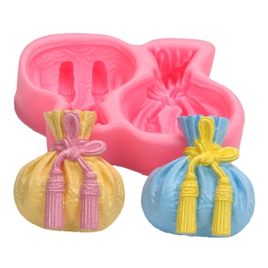 3D lucky money bag silicone mold for handmade soap and chocolate cake decoration