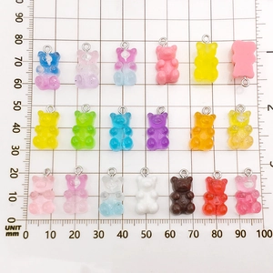 Miniature resin bear charms in 18 colors with size ruler for DIY jewelry making