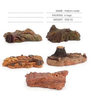 Vistas detalladas de diversos modelos de bases de terreno con rocas y fósiles de dinosaurio