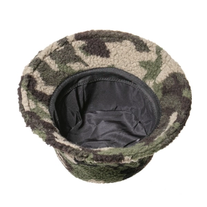 Winter warm camouflage lamb wool bucket hat with soft fleece exterior and black lining