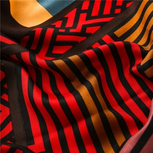 Modern abstract geometric cotton linen scarf with colorful tassel edge and nebula star pattern