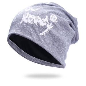 Bonnet en coton gris avec imprimé Ready et doublure noire douce pour l'automne