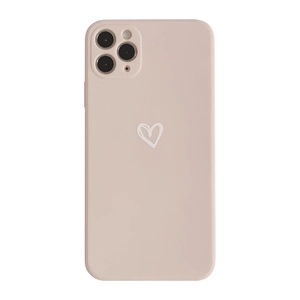 Pink silicone heart pattern phone case for iPhone Pro series with full camera protection