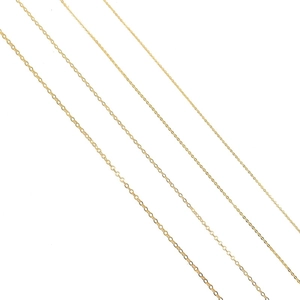 Various sizes of 18K gold plated brass flattened O-chains for DIY jewelry making