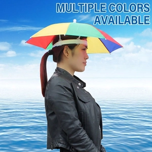 Hands-Free Polyester Umbrella Hat Portable Folding Sunshade Waterproof Outdoor Fishing Camping Elastic Headband Adults Kids