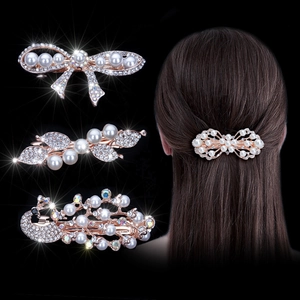 Alloy Rhinestone Artificial Pearl Hair Clips Butterfly Heart Flower Shape Barrettes Vintage Elegant Hair Accessories For Women Girls