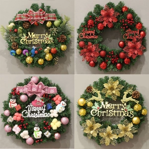 Assorted 40-60cm Christmas wreaths with pine cones, bows and festive reindeer ornaments