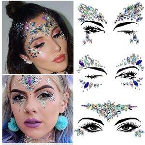 Face Jewels Rhinestone Stickers Self Adhesive Acrylic Iridescent Body Gems For Music Festival Rave Party Makeup Decor