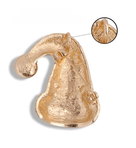 Dual-use Christmas hat brooch back detail with pin and pendant loop mechanism