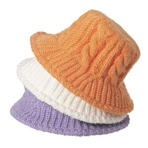 Vrouwen Gebreide Vissershoed Acryl Kabelgebreid Vissershoed Warm Zacht Effen Kleur Herfst Winter Casual Mode Hoofddeksels