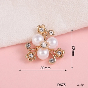 Accessorio fiore dorato con tre perle e cristalli, ciondolo gioielli DIY da 20x20mm