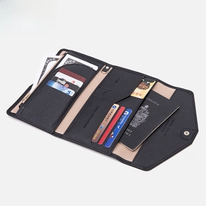 RFID Blocking Travel Passport Holder Wallet PU Leather Cross Grain Ticket Organizer Envelope Document Case Card Slots