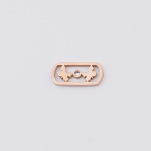 Mirror polished rose gold butterfly pendant with sparkling crystal for DIY jewelry