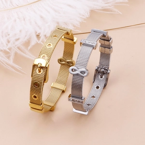 18k gold and silver plated infinity symbol mesh bracelets with adjustable buckle closure