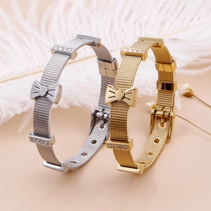 Bracelets à nœuds en acier inoxydable en or et argent avec des strass étincelants